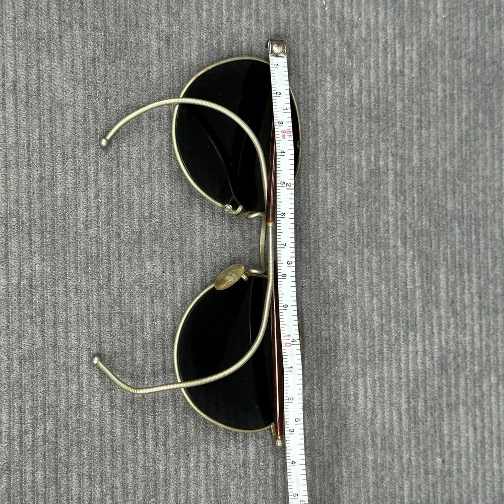 Vintage Round Gold Metal Sunglasses Cable Temples Dark Tinted Lenses Tortoise